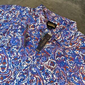 Cremieux Premium Denim Mens 4XT Paisley Stretch Button Up Shirt Blue Purple NWT
